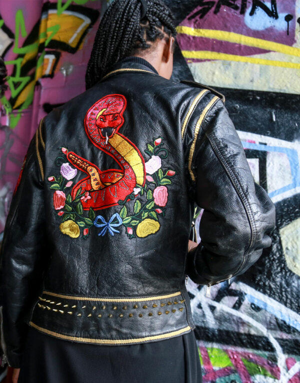 Snake Embroidered Vintage Biker Jacket – Liber Sum