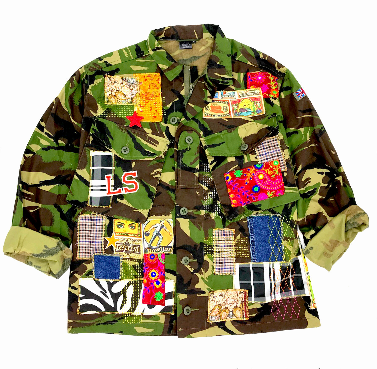 Hand Embroidered Patchwork Military Jacket